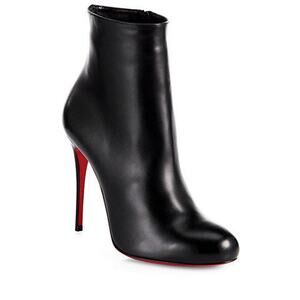 Christian Louboutin Fifi Black Leather Ankle Boots Red Sole Booties Heel 37